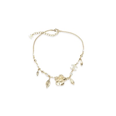 CHANEL FLORAL LEAF PENDANT NECKLACE ABE307